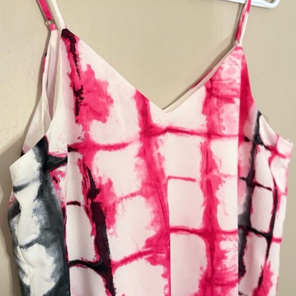 3/$10⚡️Calvin Klein White Spaghetti Strap Camisole with Pink & Black Tye Dye - Picture 3 of 9